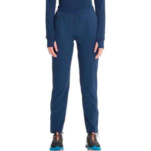 Cherokee Infinity Womens Pull-On Cargo Scrub Pants, Mid Rise, 5 Zip Pockets, Drawstring Waist with Tapered Leg – IN120A(Navy)