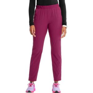Cherokee Infinity Womens Pull-On Cargo Scrub Pants, Mid Rise, 5 Zip Pockets, Drawstring Waist with Tapered Leg – IN120A(Wine)