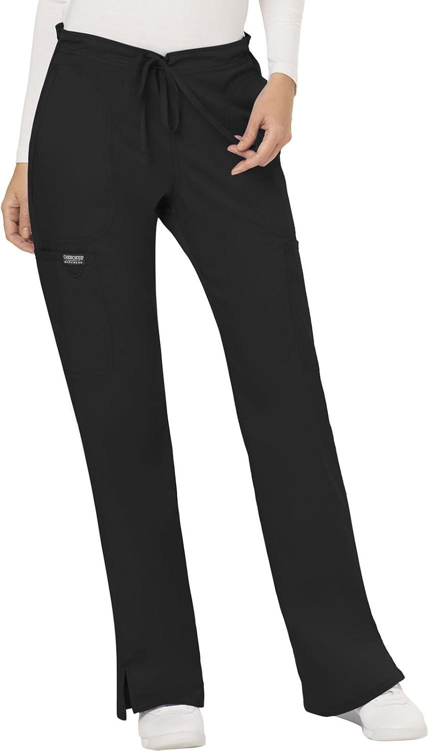 imageCherokee Scrub Set for Women VNeck Top amp Drawstring Flare Leg Pant Soft 2Way Stretch Easy Care Medical Uniform CK00041CBlack