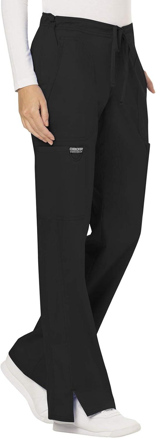 imageCherokee Scrub Set for Women VNeck Top amp Drawstring Flare Leg Pant Soft 2Way Stretch Easy Care Medical Uniform CK00041CBlack