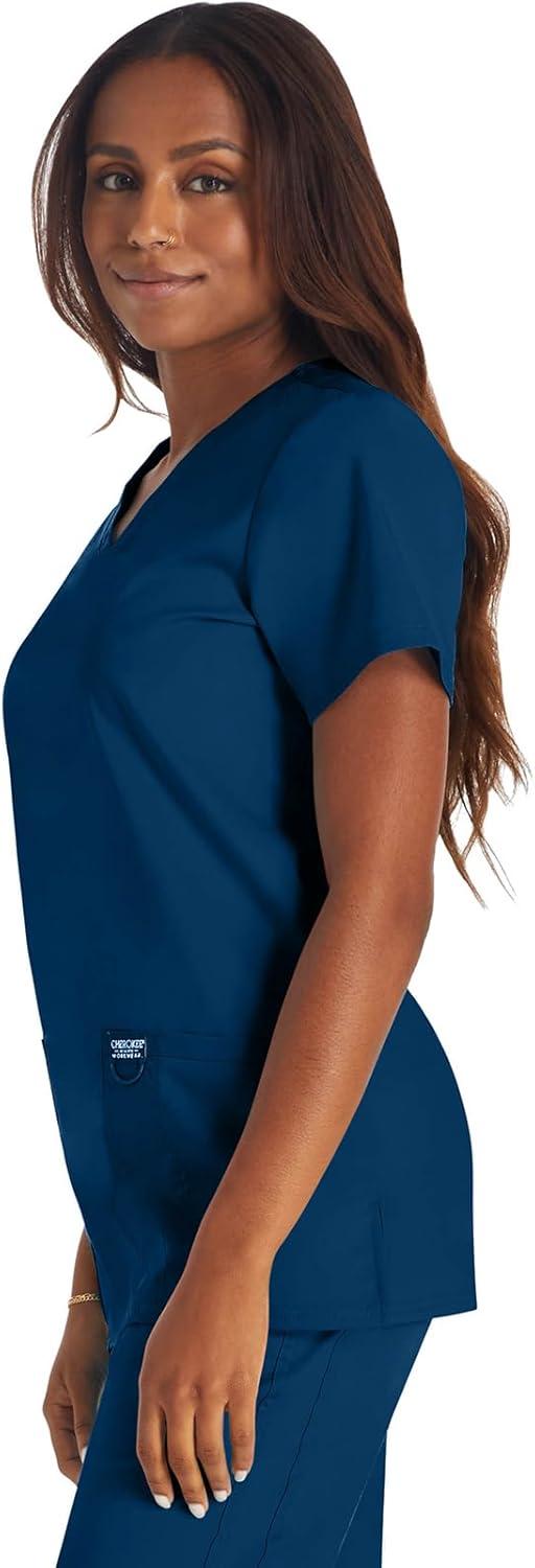 imageCherokee Scrub Set for Women VNeck Top amp Drawstring Flare Leg Pant Soft 2Way Stretch Easy Care Medical Uniform CK00041CNavy