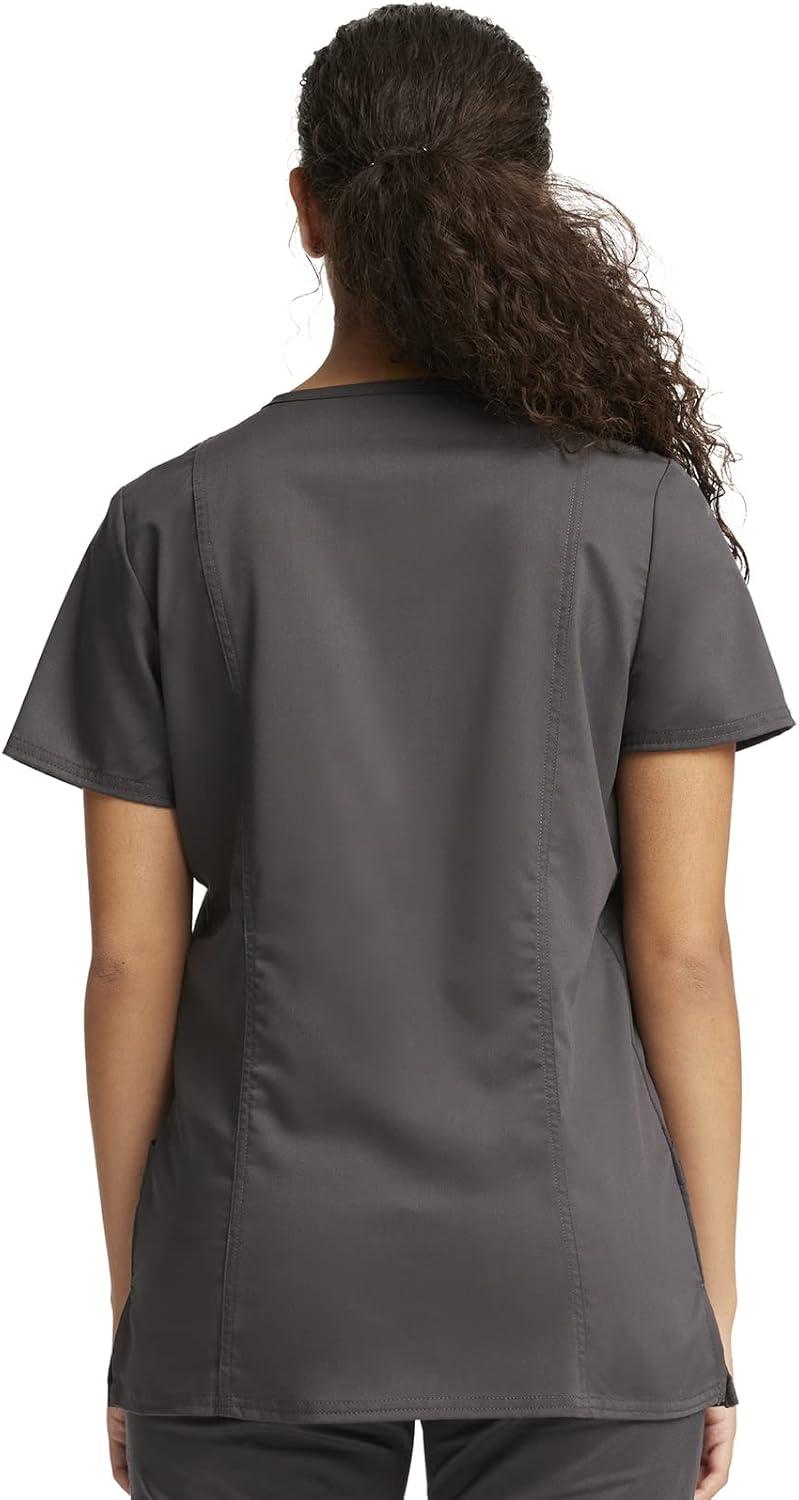 imageCherokee Scrub Set for Women VNeck Top amp Drawstring Flare Leg Pant Soft 2Way Stretch Easy Care Medical Uniform CK00041CPewter