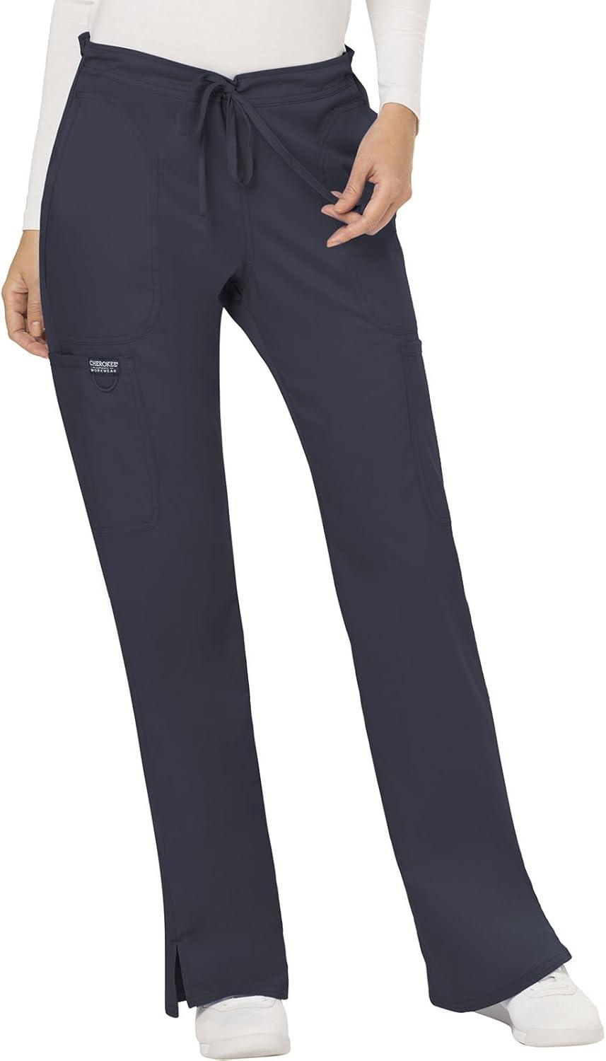 imageCherokee Scrub Set for Women VNeck Top amp Drawstring Flare Leg Pant Soft 2Way Stretch Easy Care Medical Uniform CK00041CPewter