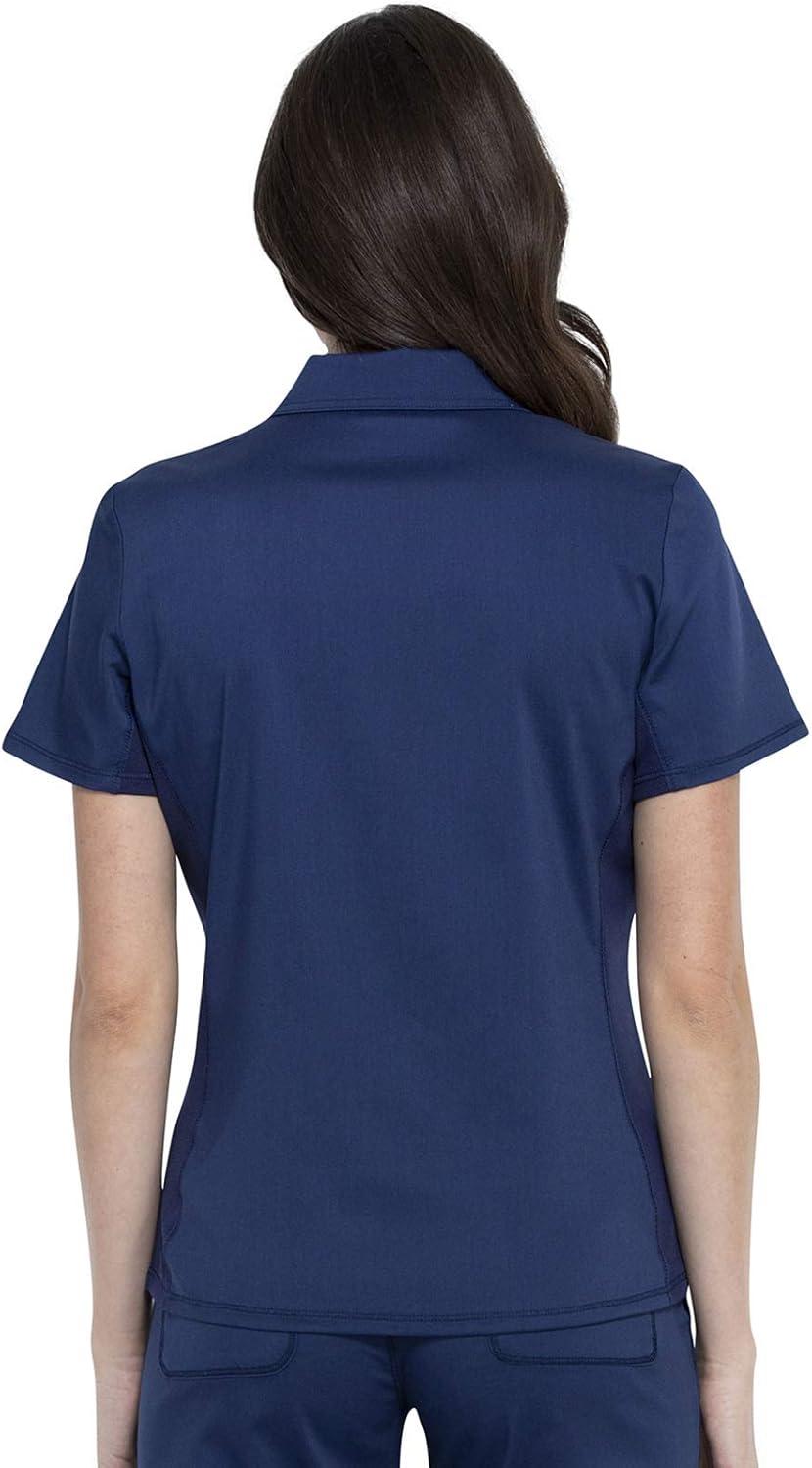 imageCherokee Women Scrub Set Tuckable Snap Front Polo Shirt WW698 With Modern Classic fit Mid Rise Waist Scrub Jogger Pant WW115Navy