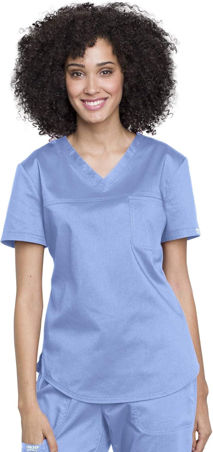 imageCherokee Womens Scrub Set Tuckable VNeck Top WW657 Mid Rise Jogger Pants WW115Ciel