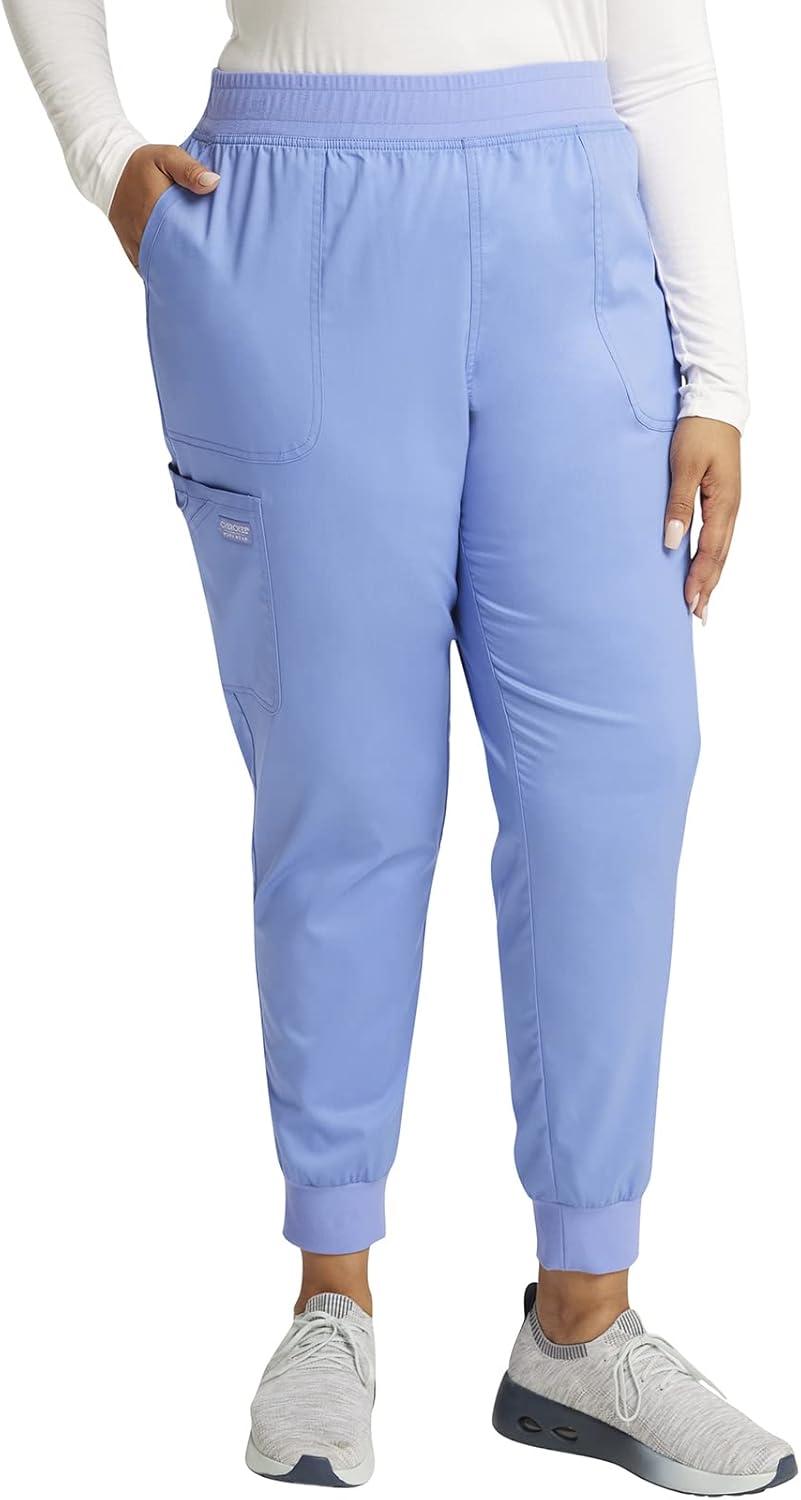 imageCherokee Womens Scrub Set Tuckable VNeck Top WW657 Mid Rise Jogger Pants WW115Ciel