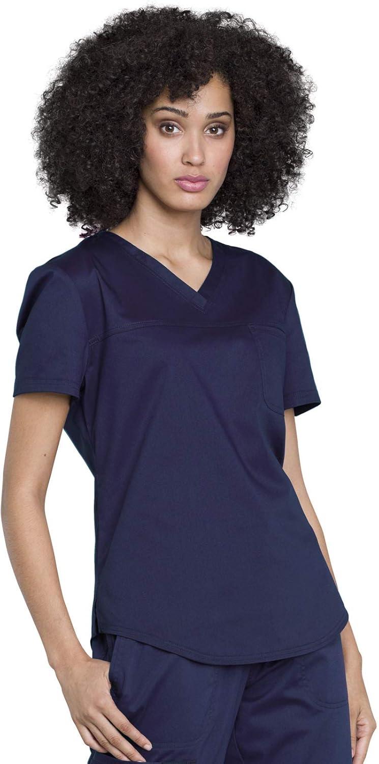 imageCherokee Womens Scrub Set Tuckable VNeck Top WW657 Mid Rise Jogger Pants WW115Navy