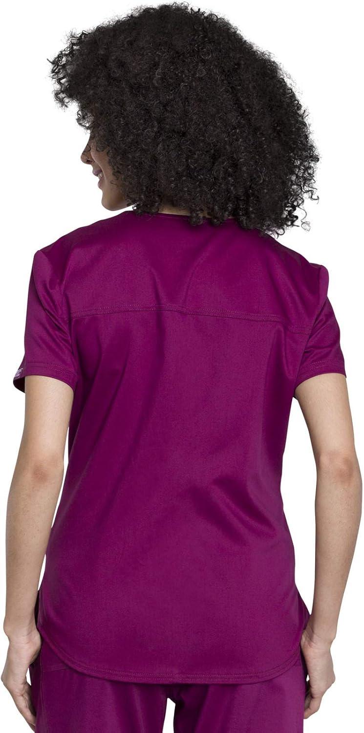 imageCherokee Womens Scrub Set Tuckable VNeck Top WW657 Mid Rise Jogger Pants WW115Wine