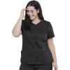 Cherokee Scrub Set For Women V-Neck Top with Snap Front WW622 & Mid Rise Tapered Leg Drawstring Pant WW105(Black)