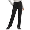 Cherokee Scrub Set For Women V-Neck Top with Snap Front WW622 & Mid Rise Tapered Leg Drawstring Pant WW105(Black)