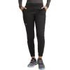 Cherokee Women Scrub Set Tuckable Snap Front Polo Shirt WW698 With Modern Classic fit Mid Rise Waist Scrub Jogger Pant WW115(Black)
