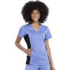 Cherokee Womens Scrub Top, V-Neck Knit Panel Top WW2875 with Natural Rise Scrub Jogger Pant with Elasticized Waistband WW115(Ciel)