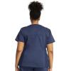 Cherokee Womens Scrub Top, V-Neck Knit Panel Top WW2875 with Natural Rise Scrub Jogger Pant with Elasticized Waistband WW115(Navy)