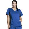 Cherokee Womens Scrub Top, V-Neck Knit Panel Top WW2875 with Natural Rise Scrub Jogger Pant with Elasticized Waistband WW115(Royal)
