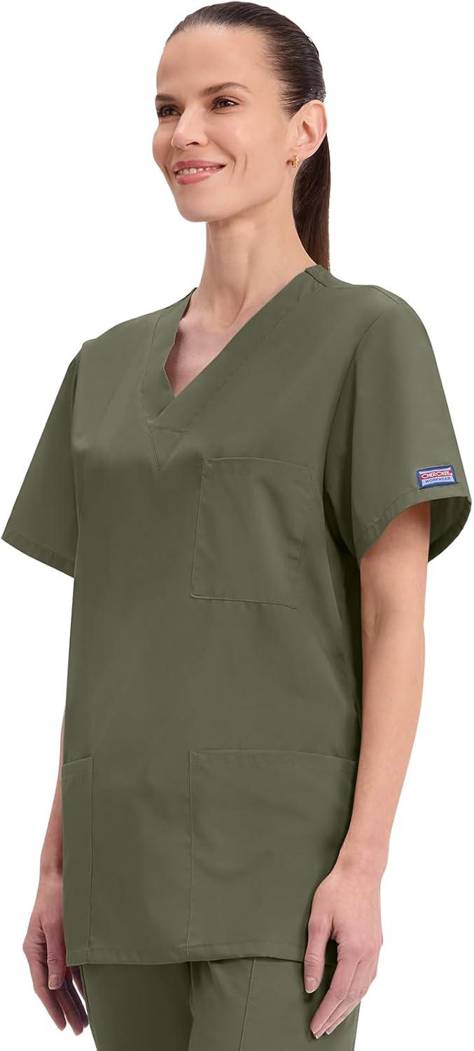 imageCherokee Womens Unisex VNeck TopOlive