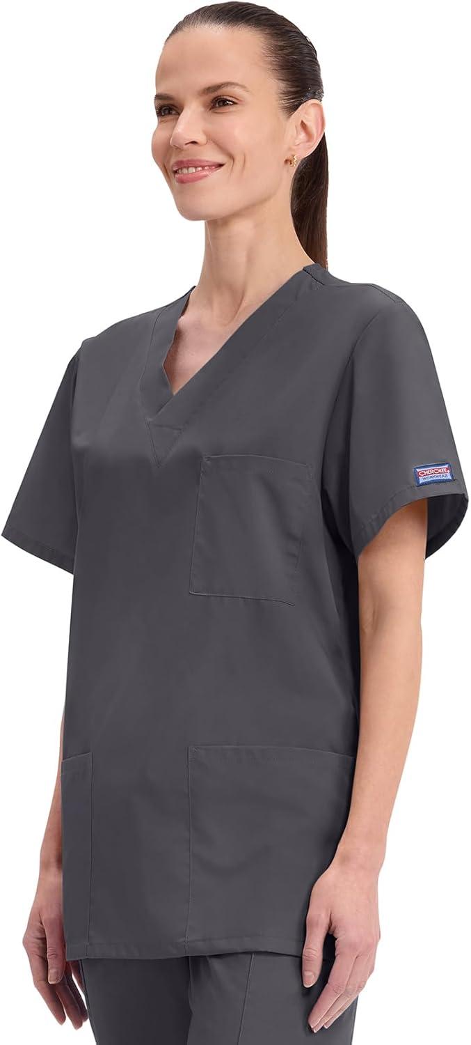 imageCherokee Womens Unisex VNeck TopPewter