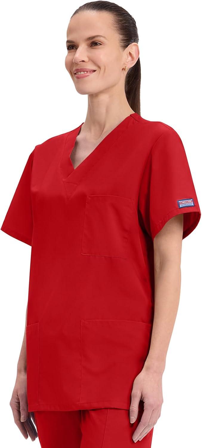 imageCherokee Womens Unisex VNeck TopRed