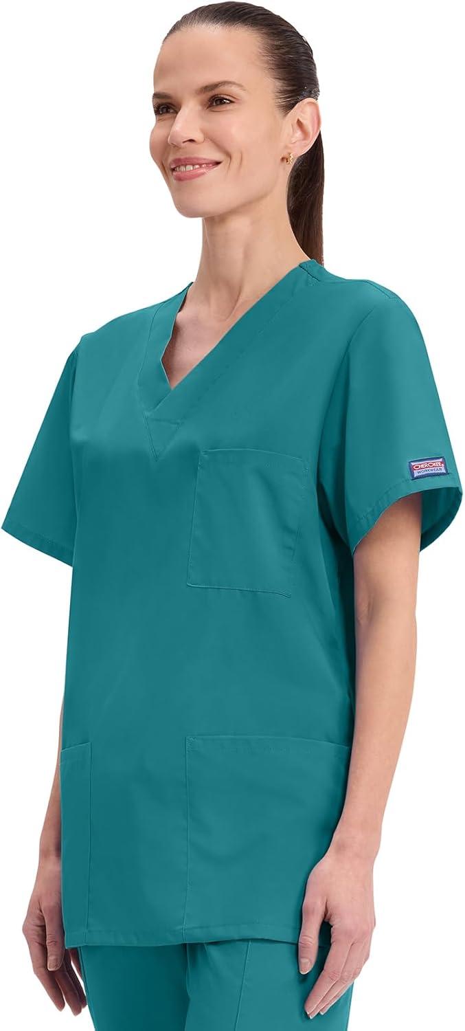 imageCherokee Womens Unisex VNeck TopTeal Blue