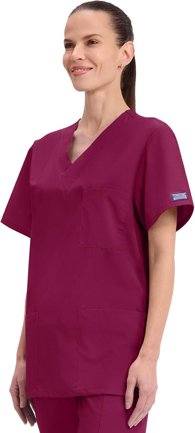 imageCherokee Womens Unisex VNeck TopWine