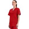 Cherokee Womens Unisex V-Neck Top(Red)