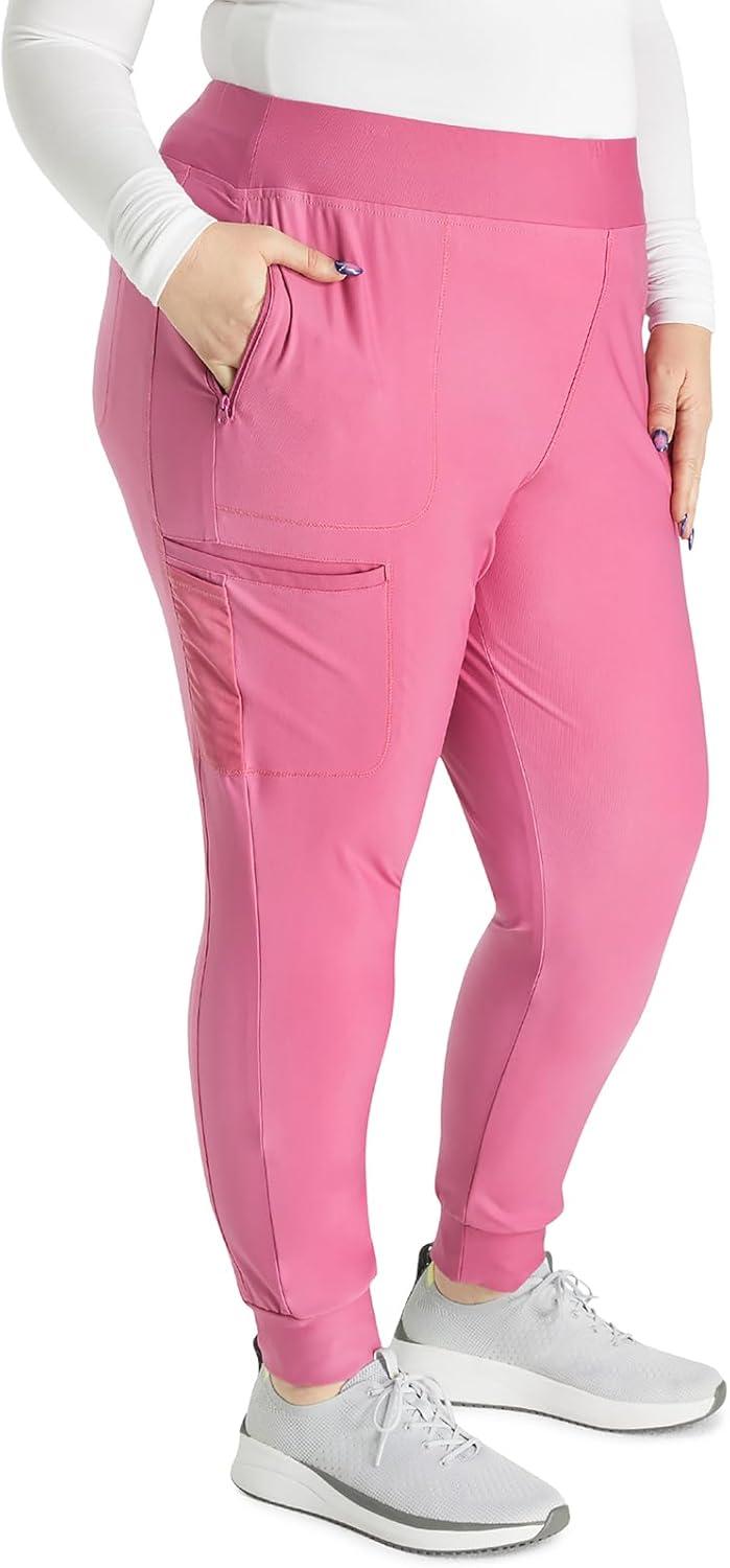 imageCherokee Scrubs for Women Pant with Mid Rise Tapered Leg Drawstring Moisture Wicking Easy Care amp 360 Stretch Fabric CK092Blush Berry