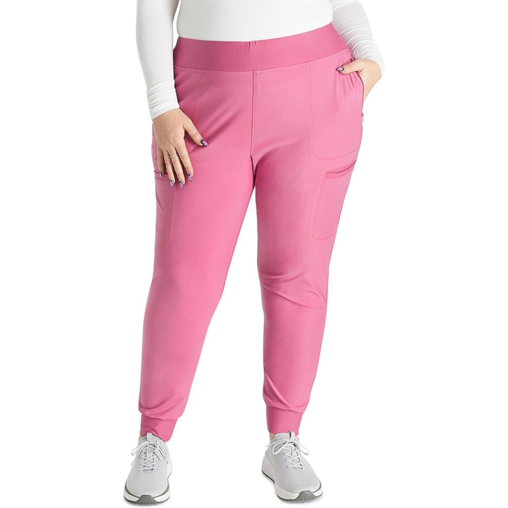 imageCherokee Scrubs for Women Pant with Mid Rise Tapered Leg Drawstring Moisture Wicking Easy Care amp 360 Stretch Fabric CK092Blush Berry