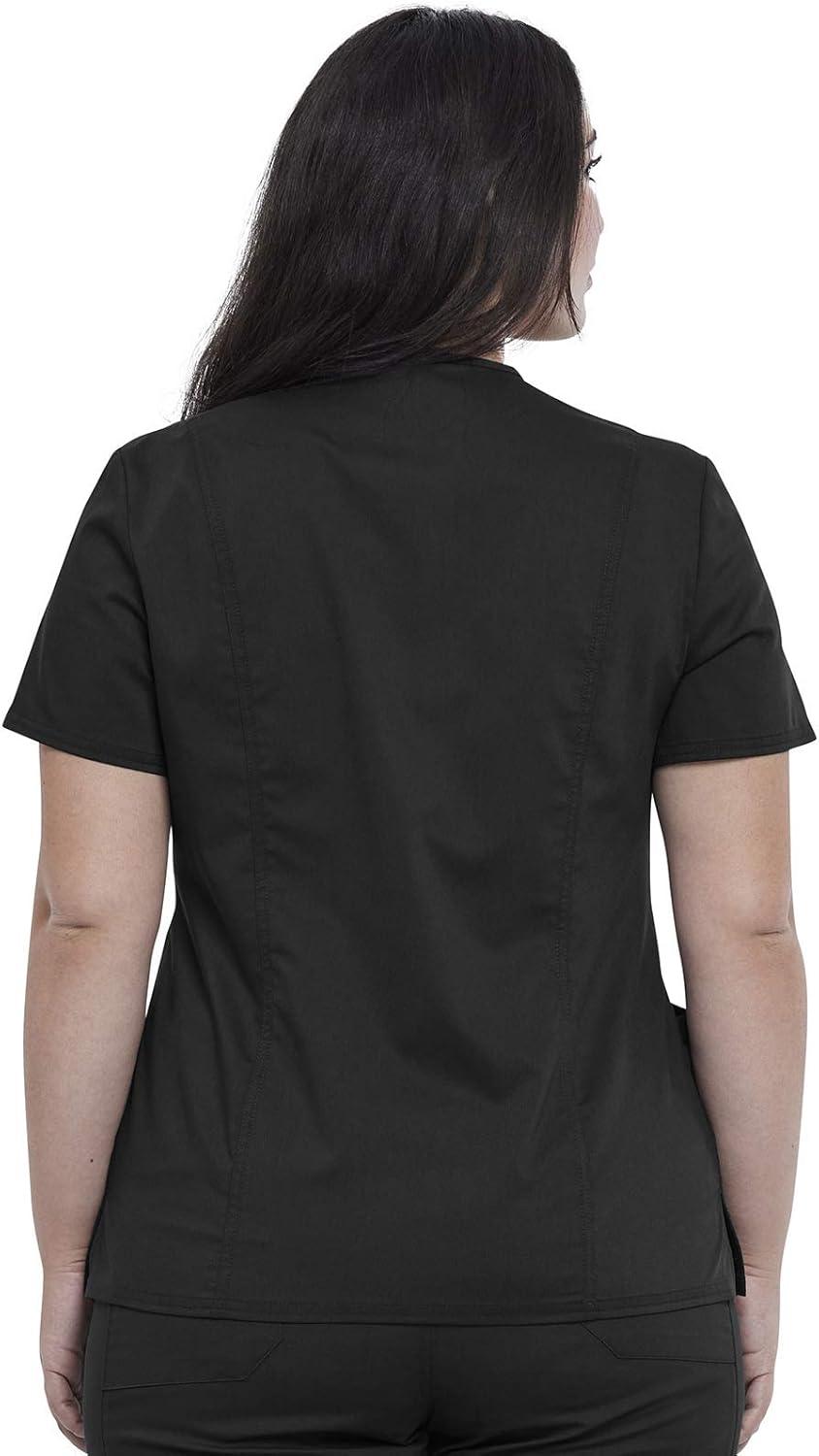 imageCherokee Women Scrub Set Snap Front VNeck Top WW622 with Mid Rise Jogger Elastic Waistband WW115Black