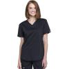 Cherokee Scrub Set for Women V-Neck Tuckable Scrub Top WW657 with Mid Rise Tapered Leg Drawstring Scrub Pant WW105(Black)