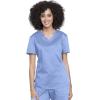 Cherokee Scrub Set for Women V-Neck Tuckable Scrub Top WW657 with Mid Rise Tapered Leg Drawstring Scrub Pant WW105(Ciel)