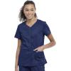 Cherokee Women Scrub Set Snap Front V-Neck Top WW622 with Mid Rise Jogger Elastic Waistband WW115(Navy)