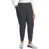 Cherokee Women Scrub Set Snap Front V-Neck Top WW622 with Mid Rise Jogger Elastic Waistband WW115(Pewter)