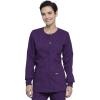 Cherokee Scrub for Women Snap Front Jacket with 3 Pockets, Fade Resistant, 2-Way Stretch, Soft & Durable Fabric – WW340(Eggplant)
