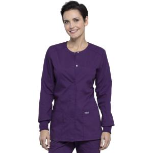Cherokee Scrub for Women Snap Front Jacket with 3 Pockets, Fade Resistant, 2-Way Stretch, Soft & Durable Fabric – WW340(Eggplant)