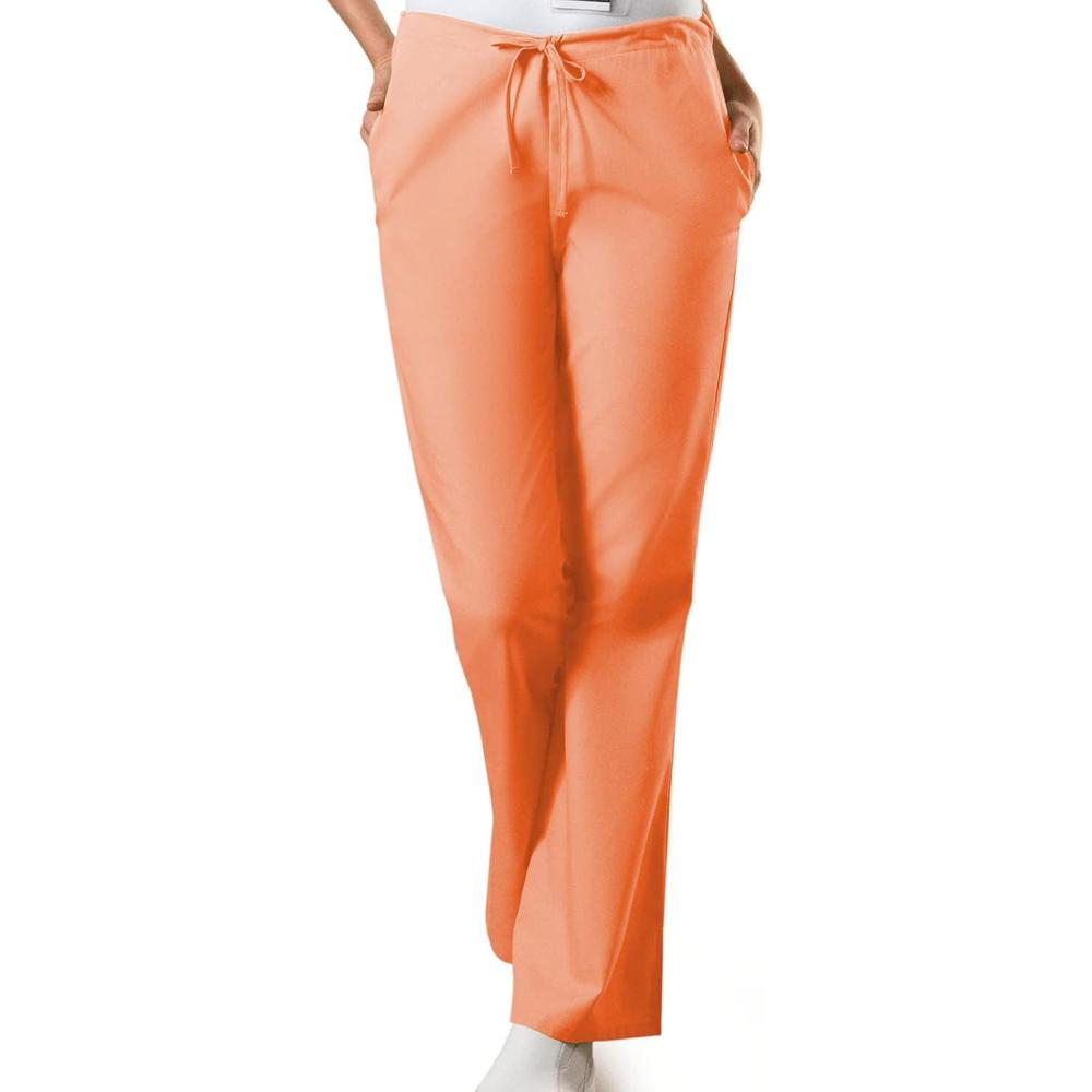 imageCherokee Womens Flare Leg Drawstring Scrub PantOrange Sorbet