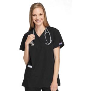 Cherokee Women Scrubs Top Workwear Originals Mock Wrap Tunic 4801(Black)