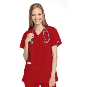 Cherokee Women Scrubs Top Workwear Originals Mock Wrap Tunic 4801(Red)