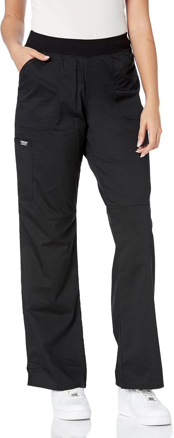imageCherokee Scrub Set For Women Modern Classic Fit Mock Wrap Top WW610 With Mid Rise Straight Leg Pant WW110Black
