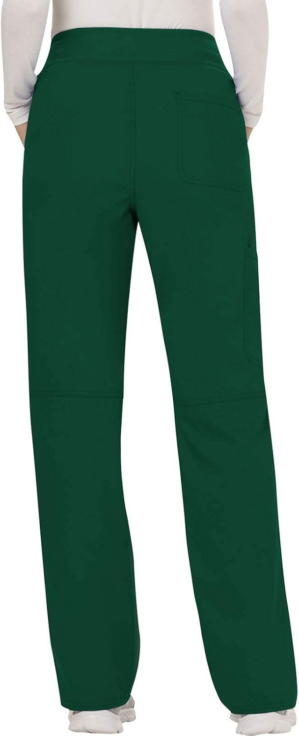 imageCherokee Scrub Set For Women Modern Classic Fit Mock Wrap Top WW610 With Mid Rise Straight Leg Pant WW110Hunter Green