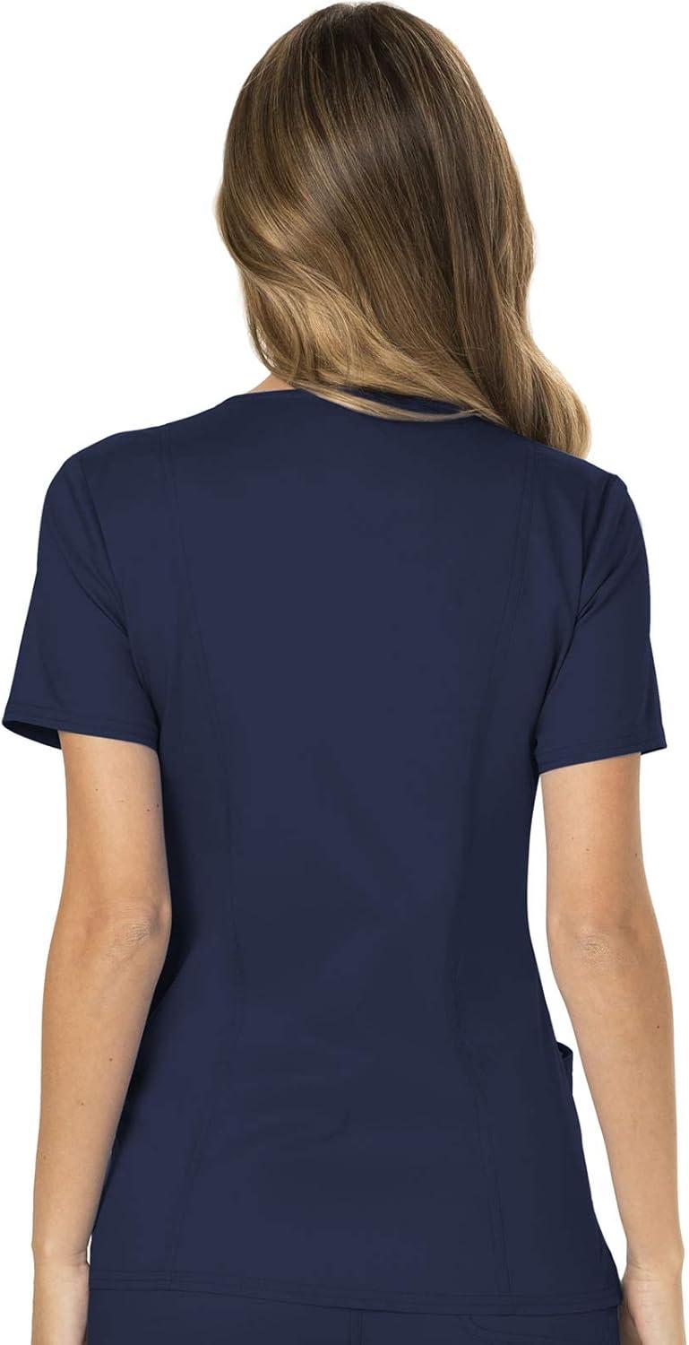 imageCherokee Scrub Set For Women Modern Classic Fit Mock Wrap Top WW610 With Mid Rise Straight Leg Pant WW110Navy