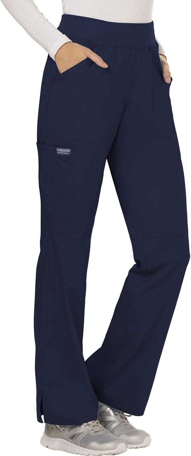 imageCherokee Scrub Set for Women Mock Wrap Top amp Mid Rise Straight Leg Pant Ultra Soft 2Way Stretch Medical Uniform CK00040CNavy