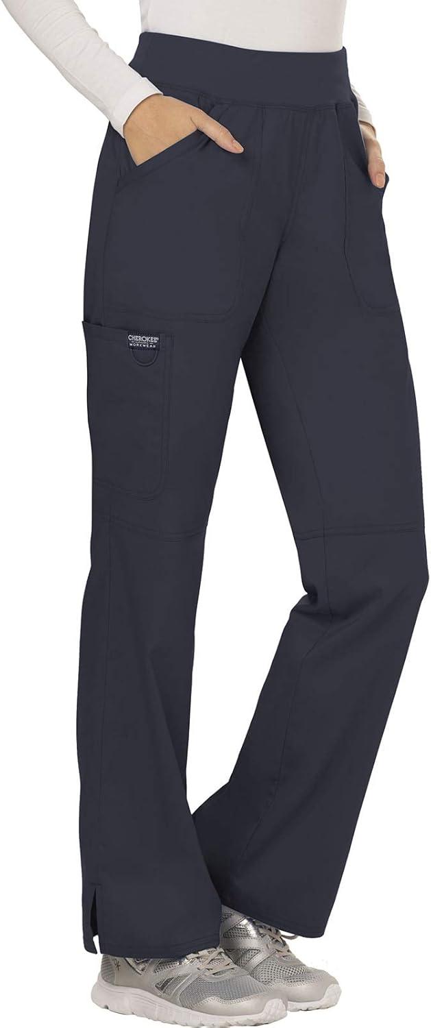 imageCherokee Scrub Set for Women Mock Wrap Top amp Mid Rise Straight Leg Pant Ultra Soft 2Way Stretch Medical Uniform CK00040CPewter