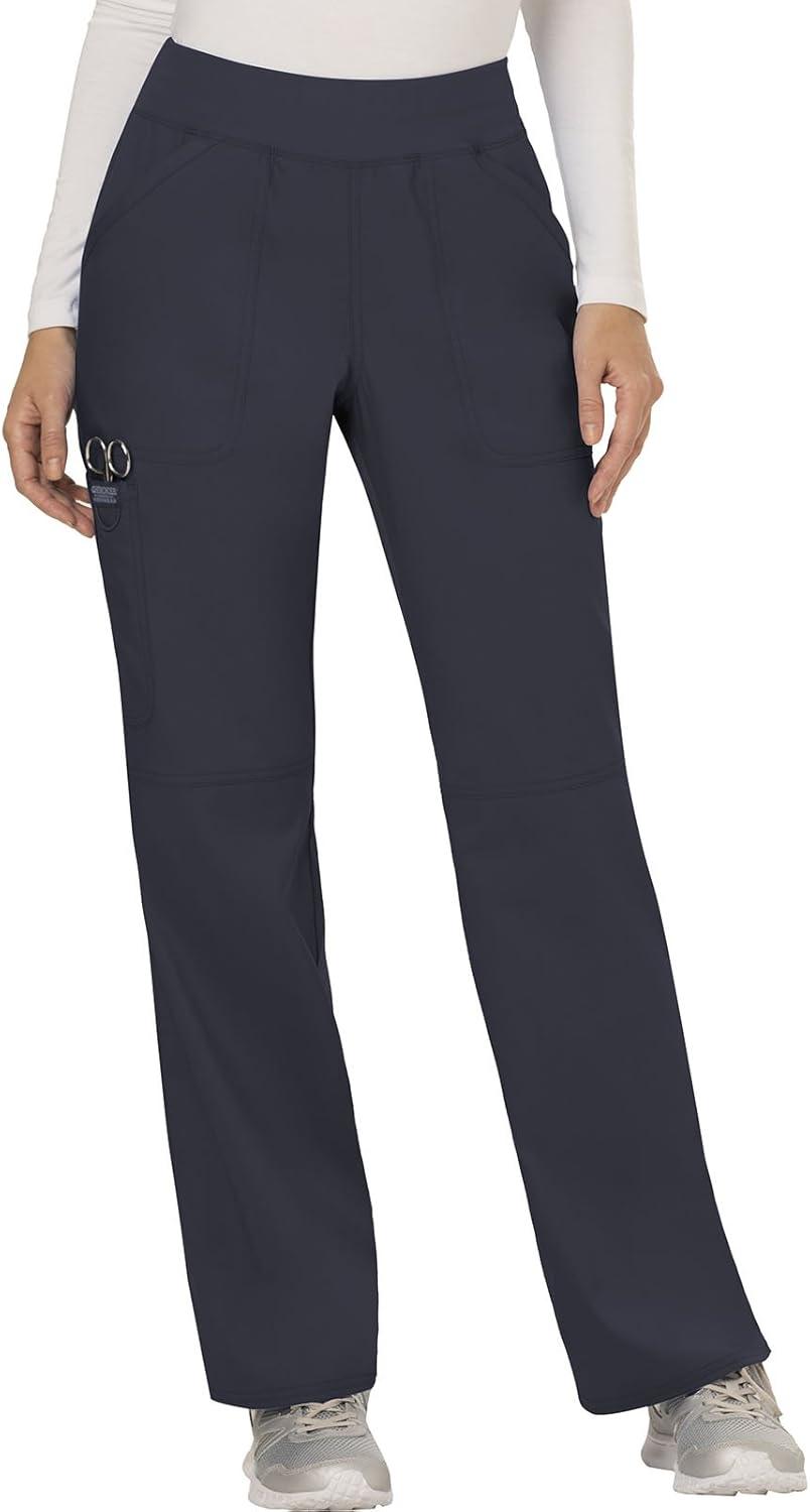 imageCherokee Scrub Set for Women Mock Wrap Top amp Mid Rise Straight Leg Pant Ultra Soft 2Way Stretch Medical Uniform CK00040CPewter