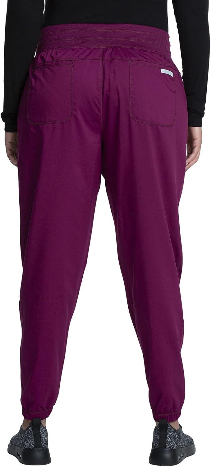 imageCherokee Scrub Set for Women Round Neck Scrub Top WW602 Natural Rise Jogger Scrub Pant with Elasticized Waistband WW011Wine