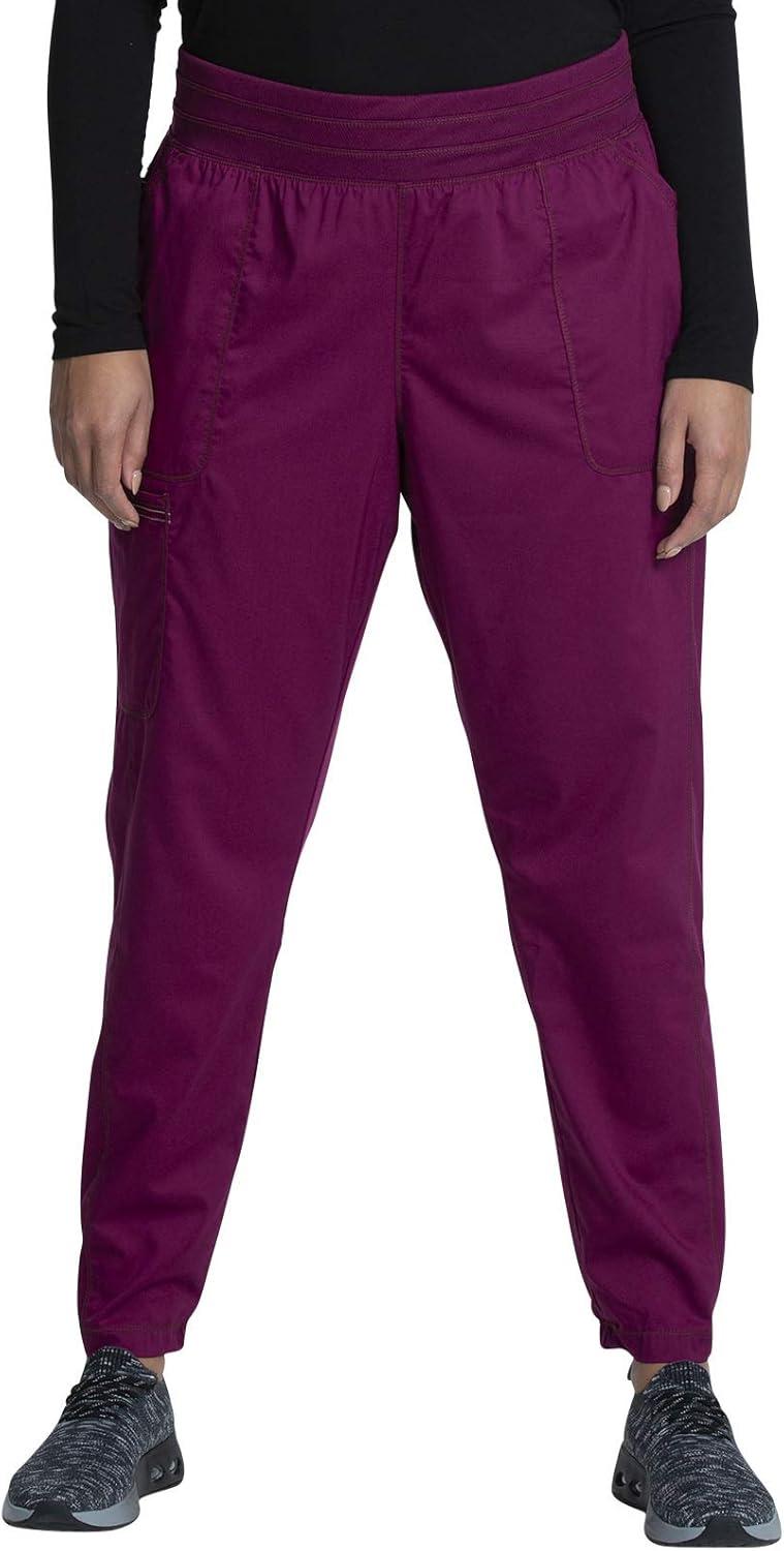 imageCherokee Scrub Set for Women Round Neck Scrub Top WW602 Natural Rise Jogger Scrub Pant with Elasticized Waistband WW011Wine