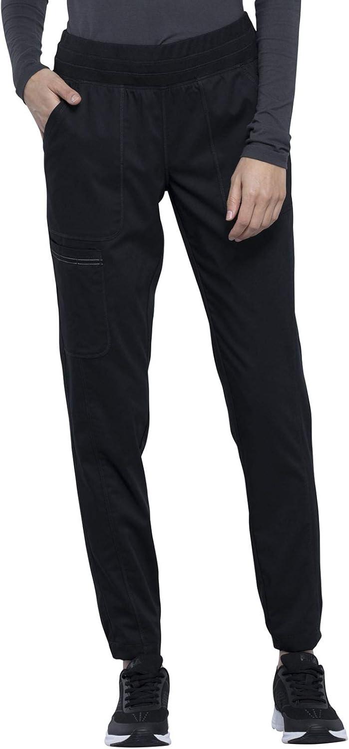 imageCherokee Women Scrub Set VNeck OR Top WW657 Natural Rise Jogger Scrub Pant with Elasticized Waistband WW011Black