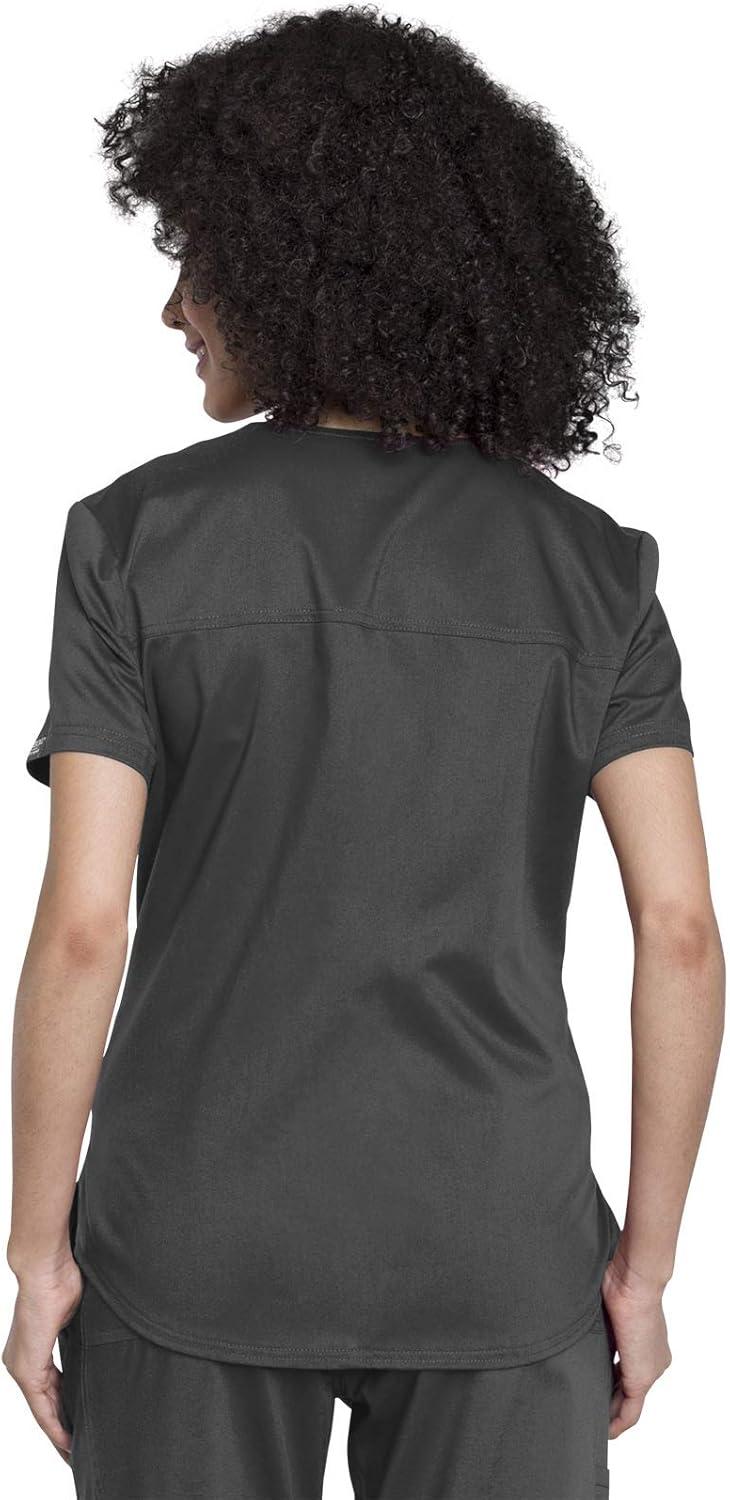 imageCherokee Women Scrub Set VNeck OR Top WW657 Natural Rise Jogger Scrub Pant with Elasticized Waistband WW011Pewter