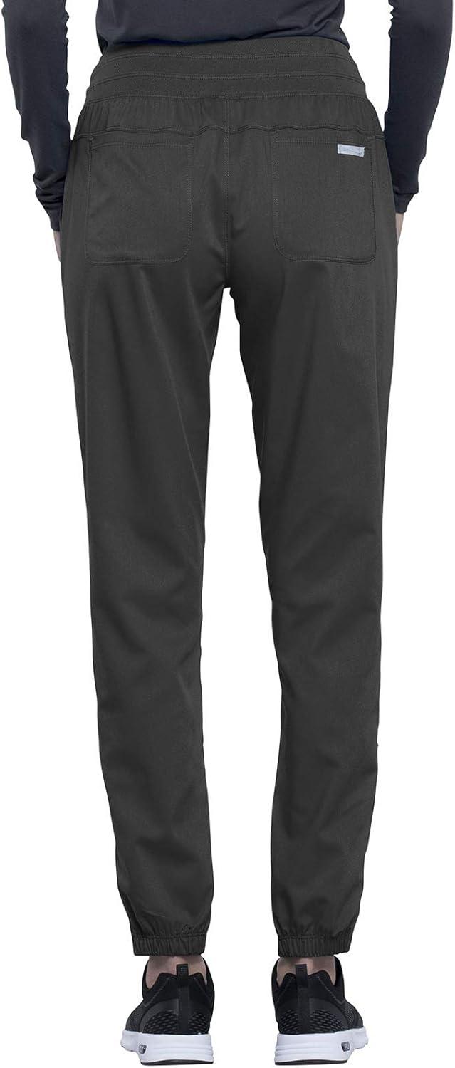 imageCherokee Women Scrub Set VNeck OR Top WW657 Natural Rise Jogger Scrub Pant with Elasticized Waistband WW011Pewter