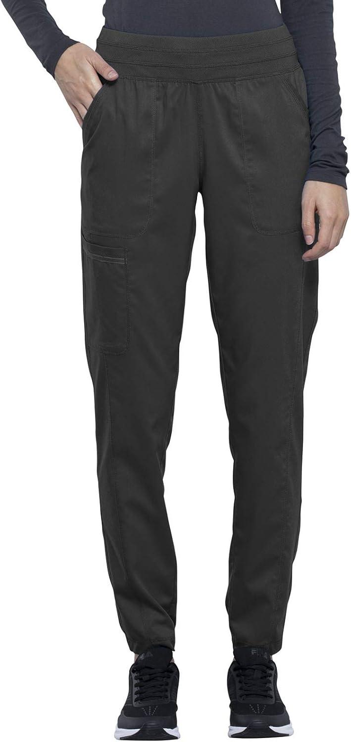 imageCherokee Women Scrub Set VNeck OR Top WW657 Natural Rise Jogger Scrub Pant with Elasticized Waistband WW011Pewter