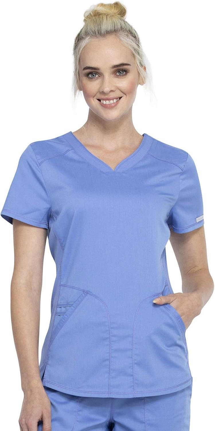 imageCherokee Women Scrub Set VNeck Scrub Top WW601 with Mid Rise Scrub Jogger Pants WW115Ciel