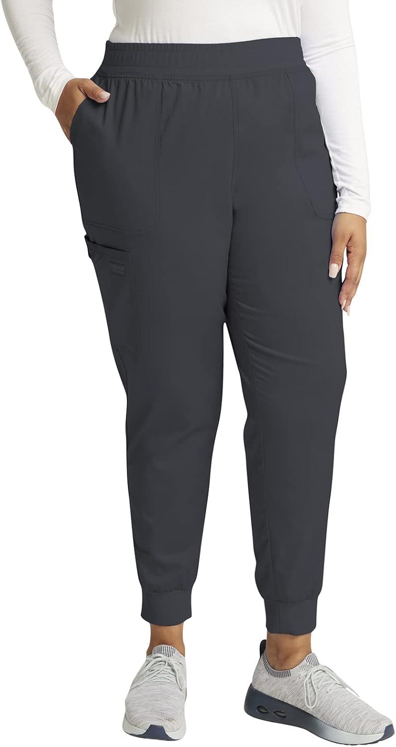 imageCherokee Women Scrub Set VNeck Scrub Top WW601 with Mid Rise Scrub Jogger Pants WW115Pewter